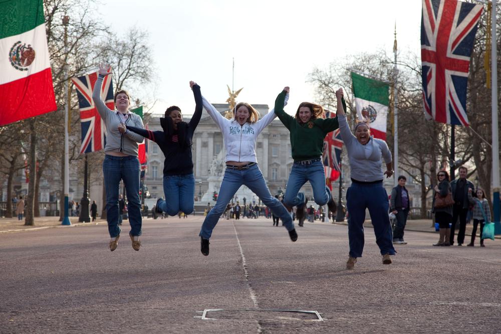London students jumping